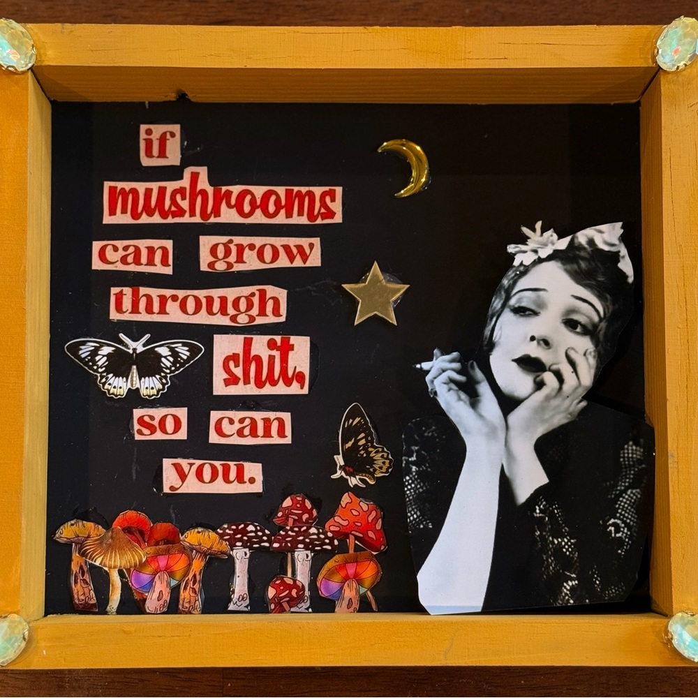 Whimsical Expressions Mixed Media Art - Black, Red, Gold